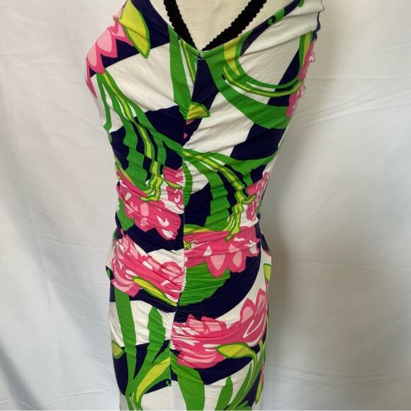 Lilly Pulitzer Women's Madison Dress Small‎ Floral Striped One Shoulder Ruched - Picture 7 of 14